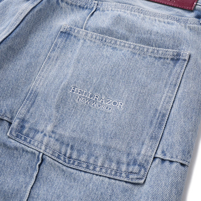 Hellrazor BLOCK BAGGIE DENIM PANTS ヘルレイザー ブロック バギーデニムパンツ 01125AW0402【メンズ デニムパンツ ワイド バギーシルエット 25FW】