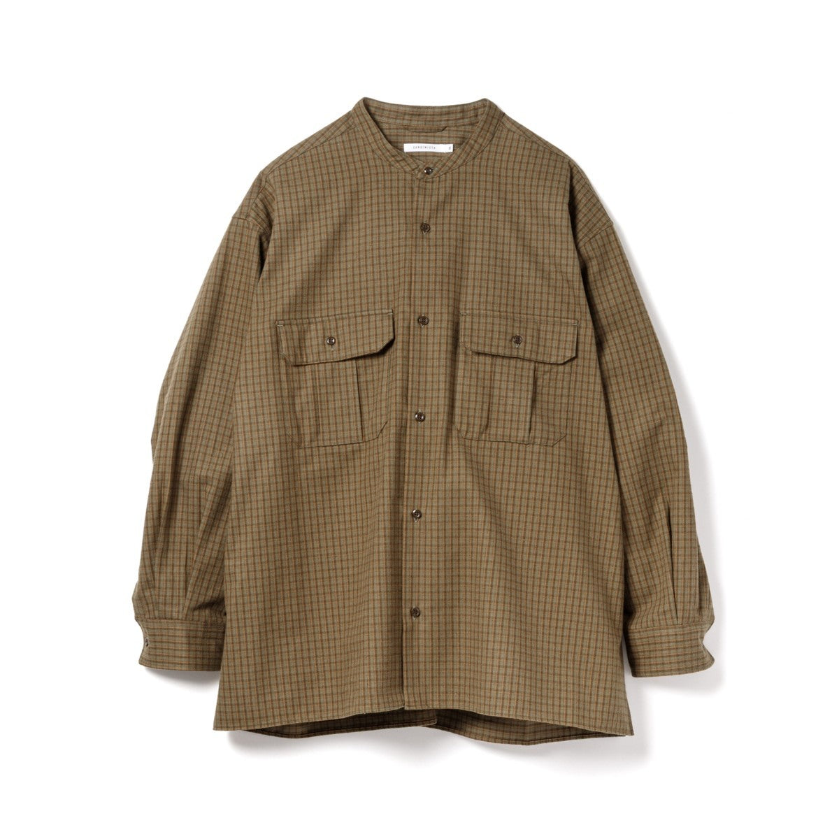 Sandinista Band Collar Oversized Check Shirt 60425WA04-TP