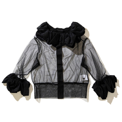 MIYAO Cotton Tulle Top with Ruffles ミヤオ コットンフリル付きチュールトップ MDBL-01【レディース WOMENブランド 楽天NG 25FW】