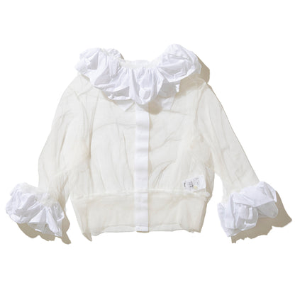 MIYAO Cotton Tulle Top with Ruffles ミヤオ コットンフリル付きチュールトップ MDBL-01【レディース WOMENブランド 楽天NG 25FW】