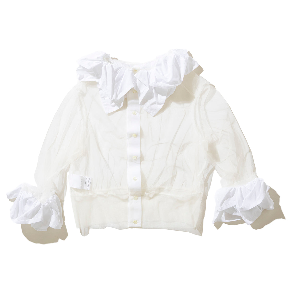 MIYAO Cotton Tulle Top with Ruffles ミヤオ コットンフリル付きチュールトップ MDBL-01【レディース WOMENブランド 楽天NG 25FW】