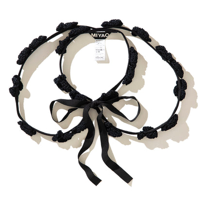 MIYAO Wire-attached collar with crocheted flowers ミヤオ クロシェットフラワー付きワイヤー付け襟 MDER-01【レディース WOMENブランド 楽天NG 25FW】