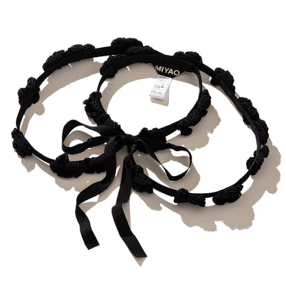 MIYAO Wire-attached collar with crocheted flowers ミヤオ クロシェットフラワー付きワイヤー付け襟 MDER-01【レディース WOMENブランド 楽天NG 25FW】