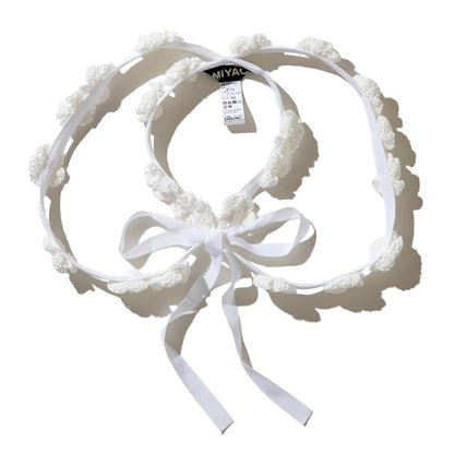 MIYAO Wire-attached collar with crocheted flowers ミヤオ クロシェットフラワー付きワイヤー付け襟 MDER-01【レディース WOMENブランド 楽天NG 25FW】