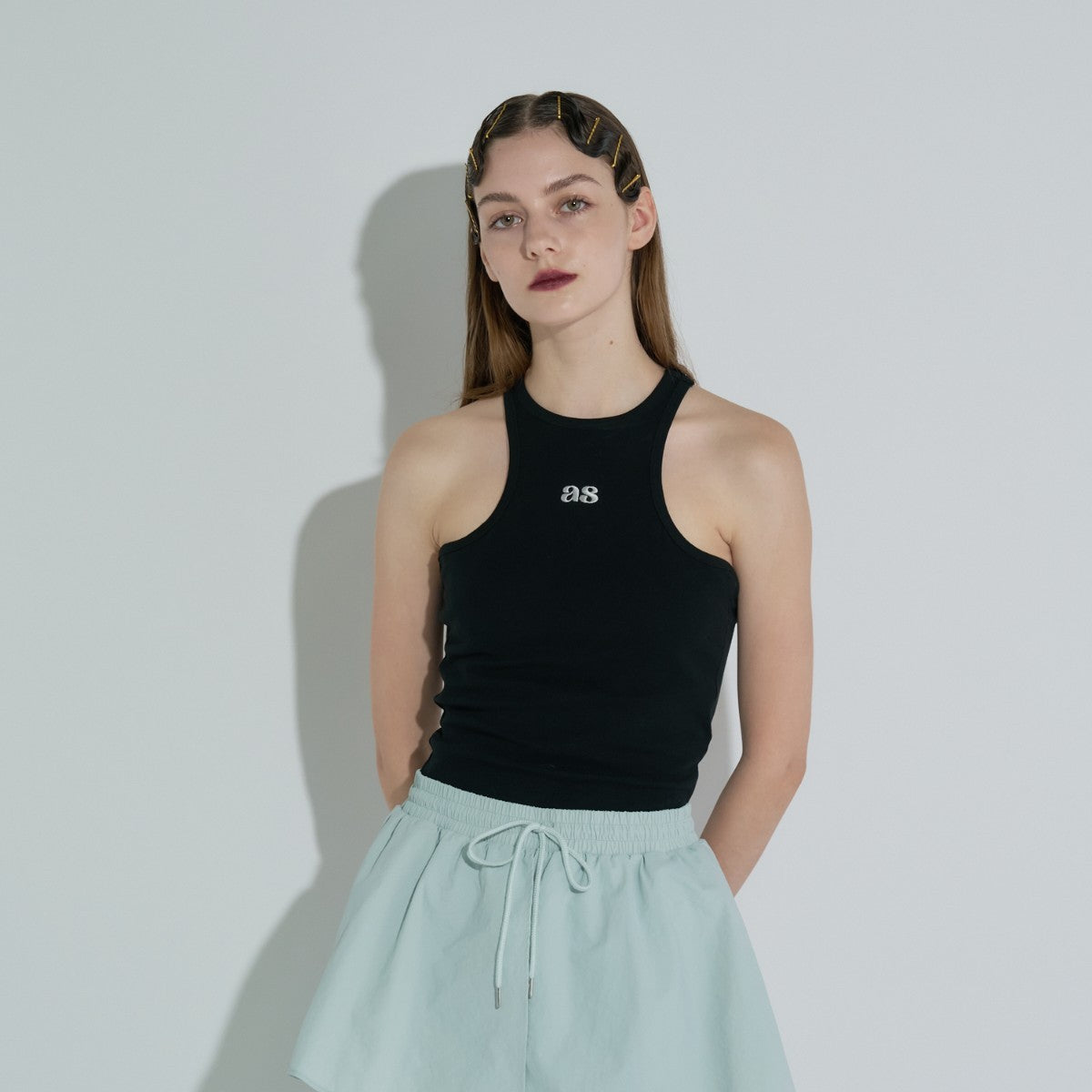 ANNA SUI NYC AMERICAN-SLEEVE TANK TOP アナスイ エヌワイシー アメスリタンクトップ 15213279【レディース ノースリーブ タンクトップ フライス素材 ロゴ刺繍 カップ付き インナー 25FW】