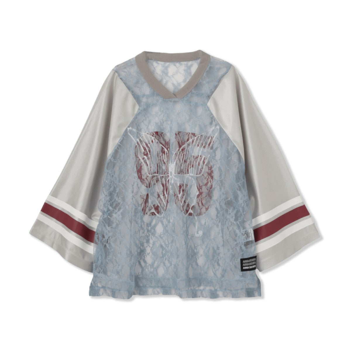 ANNA SUI NYC BUTTERFLY PRINT GAME SHIRT アナスイ エヌワイシー バタフライプリントゲームシャツ 15213296【レディース ゲームシャツ レース素材 ナンバリングプリント 蝶モチーフ スポーティ 25FW】