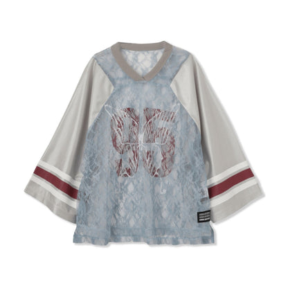 ANNA SUI NYC BUTTERFLY PRINT GAME SHIRT アナスイ エヌワイシー バタフライプリントゲームシャツ 15213296【レディース ゲームシャツ レース素材 ナンバリングプリント 蝶モチーフ スポーティ 25FW】