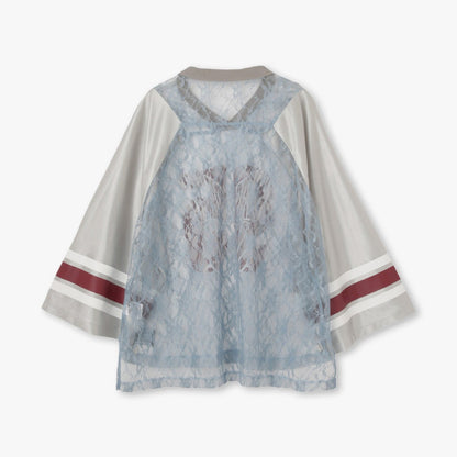 ANNA SUI NYC BUTTERFLY PRINT GAME SHIRT アナスイ エヌワイシー バタフライプリントゲームシャツ 15213296【レディース ゲームシャツ レース素材 ナンバリングプリント 蝶モチーフ スポーティ 25FW】
