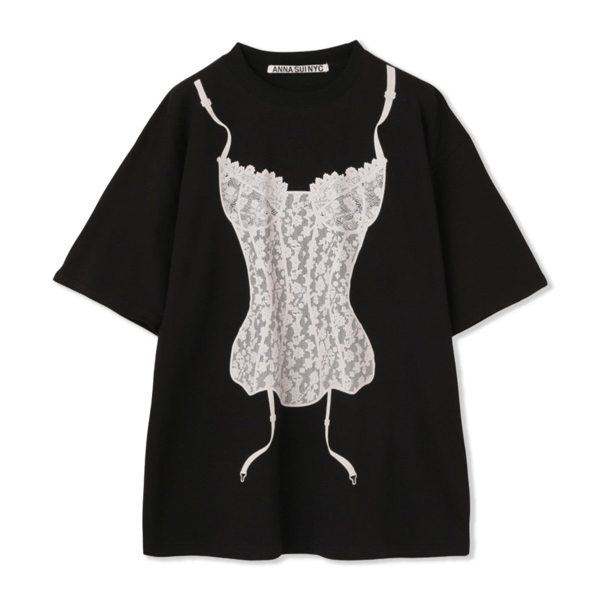 ANNA SUI NYC LINGERIE PRINT BIG T-SHIRT アナスイ エヌワイシー ランジェリープリントBIG Tシャツ 15213300【レディース 半袖Tシャツ フロントプリントプリント ビッグシルエット レースモチーフ フェミニン 25FW】