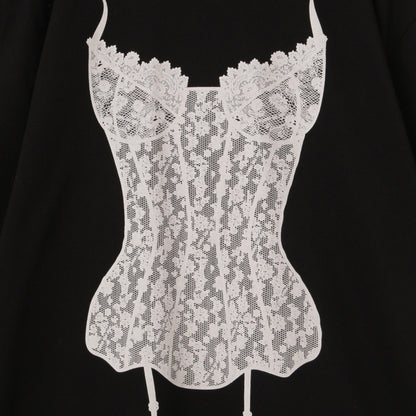 ANNA SUI NYC LINGERIE PRINT BIG T-SHIRT アナスイ エヌワイシー ランジェリープリントBIG Tシャツ 15213300【レディース 半袖Tシャツ フロントプリントプリント ビッグシルエット レースモチーフ フェミニン 25FW】
