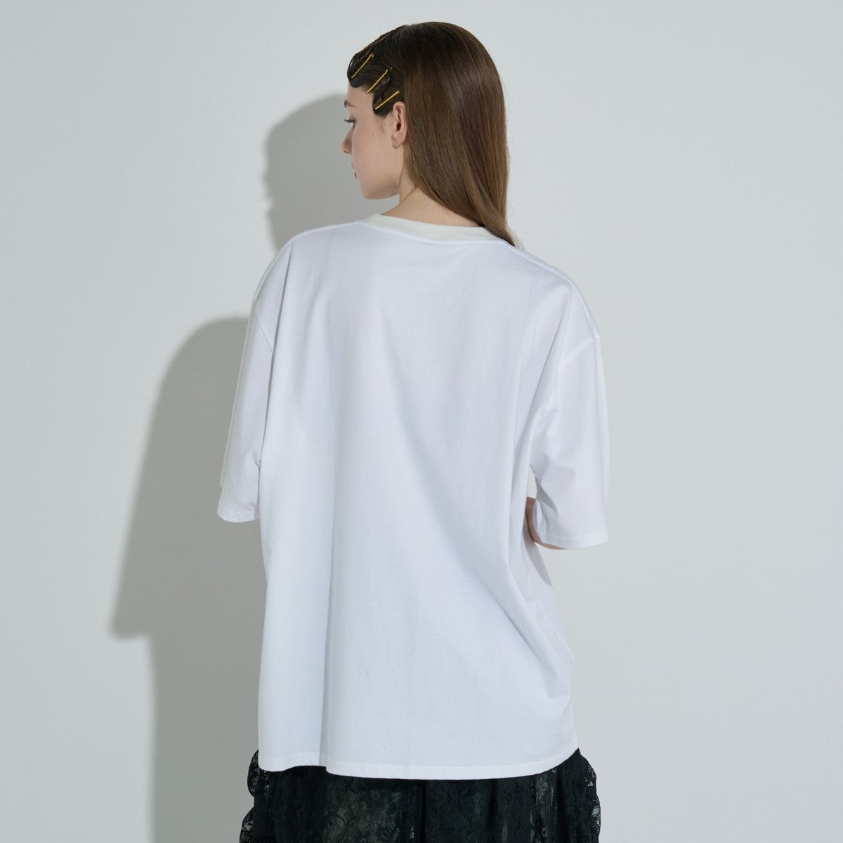 ANNA SUI NYC LINGERIE PRINT BIG T-SHIRT アナスイ エヌワイシー ランジェリープリントBIG Tシャツ 15213300【レディース 半袖Tシャツ フロントプリントプリント ビッグシルエット レースモチーフ フェミニン 25FW】