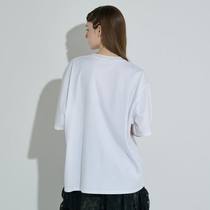 ANNA SUI NYC LINGERIE PRINT BIG T-SHIRT アナスイ エヌワイシー ランジェリープリントBIG Tシャツ 15213300【レディース 半袖Tシャツ フロントプリントプリント ビッグシルエット レースモチーフ フェミニン 25FW】