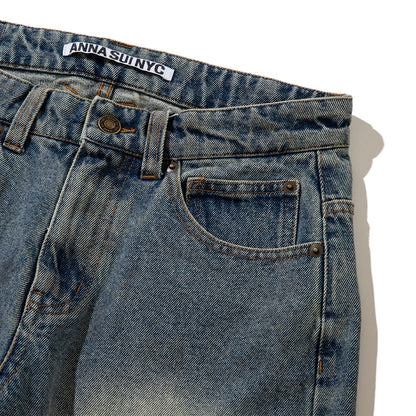 ANNA SUI NYC FUNCTION DENIM PANTS アナスイ エヌワイシー ファンクションデニムパンツ 15230337【レディース デニムパンツ ヴィンテージ風 ワイドシルエット 切り替え デザインパンツ 25FW】