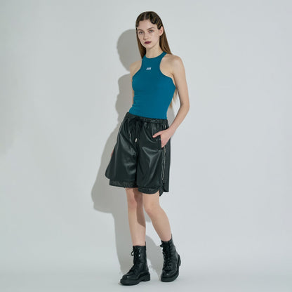 ANNA SUI NYC LEATHER HALF PANTS アナスイ エヌワイシー レザーハーフパンツ 15232280【レディース ハーフパンツ フェイクレザー ストライプ柄 ジップデザイン カジュアル モード 25FW】