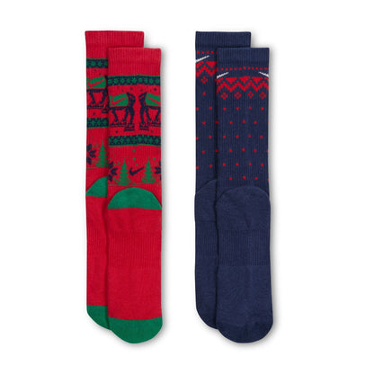 NIKE Everyday Plus Cushioned Winter Wonderland Crew Socks (2 Pairs) ナイキ エブリデイ プラス クッションド ウィンター ワンダーランド クルー ソックス (2足) HV6939【メンズ 速乾性 通気性 快適性 フィット サポート 吸汗 25FW】