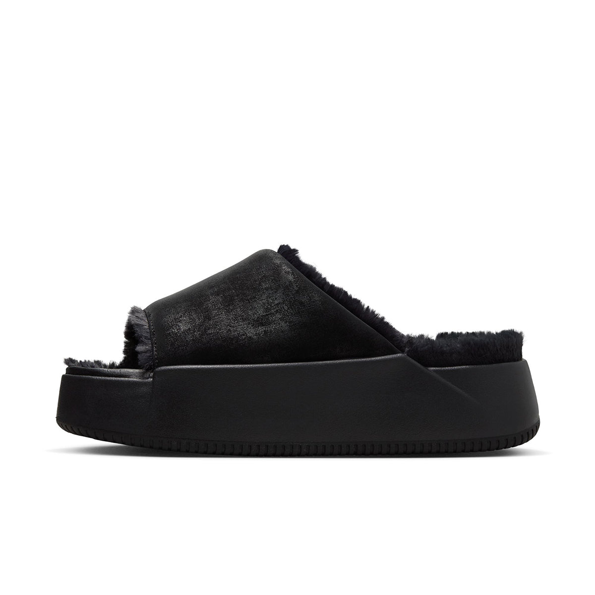 NIKE Calm Elevation Fur ナイキ ウィメンズカーム エレベーション ファー HV8560-001【レディース スライドサンダル 厚底 ボリュームソール 25FW】