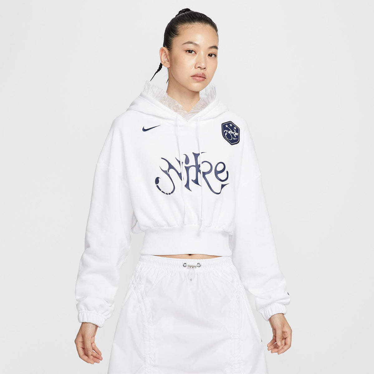NIKE AS W NSW OS FLC CROP ナイキ ウィメンズ オーバーサイズ クロップド フレンチテリー プルオーバーフーディ IO0468【レディース クロップド丈 スウェットパーカー レース 25FW】