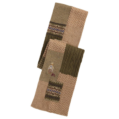 POLO RALPH LAUREN CHARLES BEAR PATCHWORK SCARF ポロ ラルフ ローレン チャールズ ベア パッチワーク スカーフ MAPOHGS0J321036200【メンズ マフラー ニットパッチワーク 25FW】