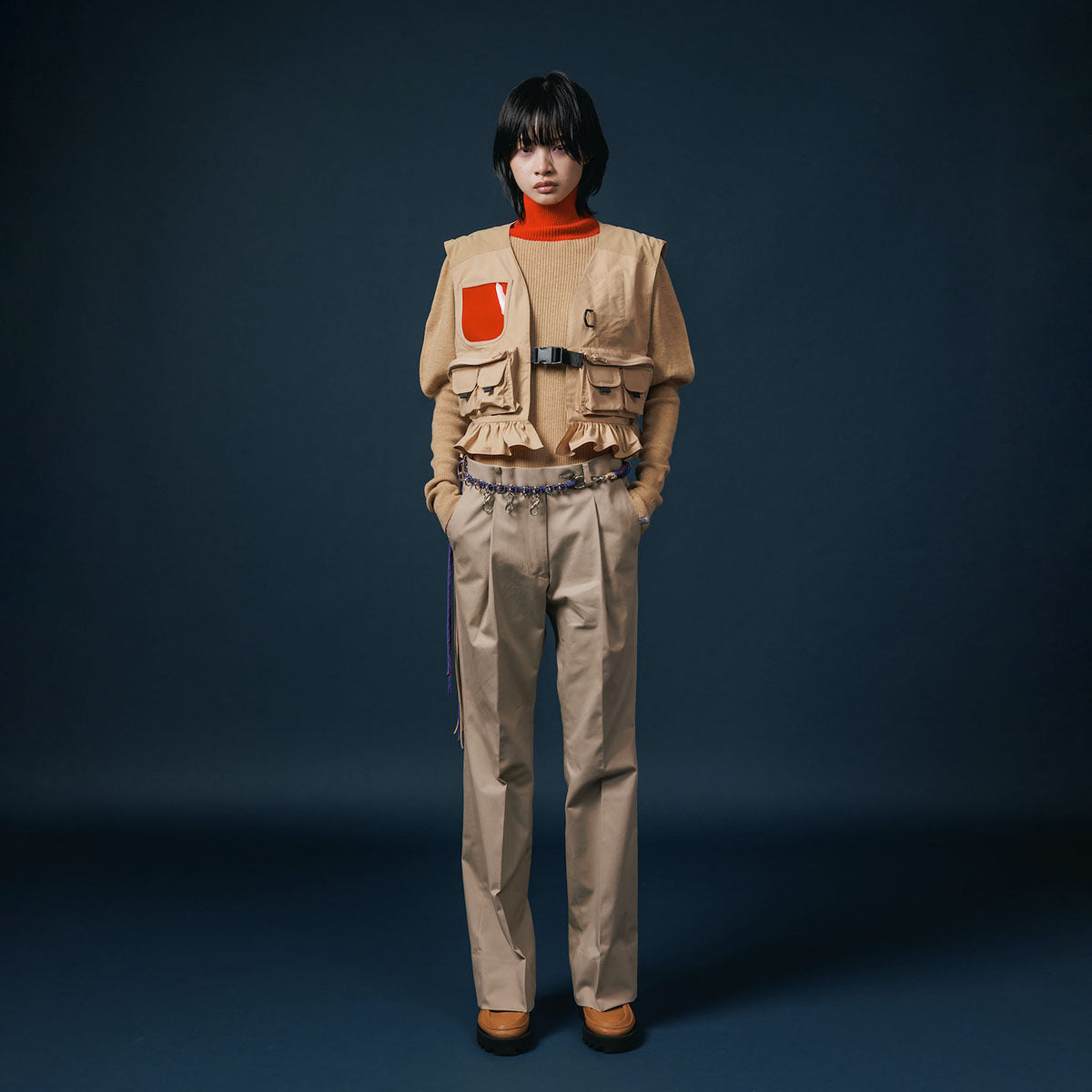 NON TOKYO MULTIPOCKET FRILLVEST ノントーキョー マルチポケットフリルベスト NON-25A-0801【レディース 通気性 バイカラー フィッシングベスト 25FW】