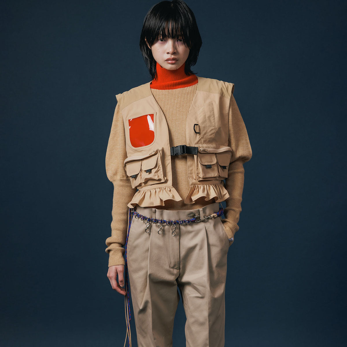 NON TOKYO MULTIPOCKET FRILLVEST ノントーキョー マルチポケットフリルベスト NON-25A-0801【レディース 通気性 バイカラー フィッシングベスト 25FW】