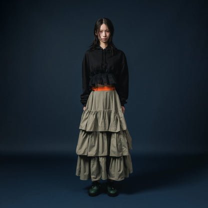 NON TOKYO NYLON TIEREDSKIRT ノントーキョー ナイロン ティアードスカート NON-25A-0802【レディース ロングスカート ギャザースカート ナイロン素材 撥水 25FW】