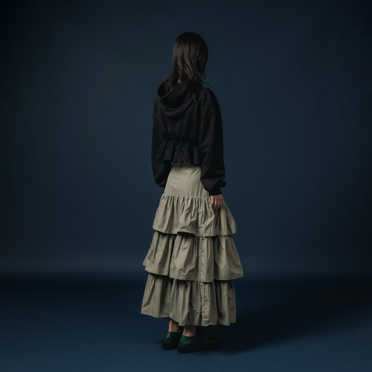 NON TOKYO NYLON TIEREDSKIRT ノントーキョー ナイロン ティアードスカート NON-25A-0802【レディース ロングスカート ギャザースカート ナイロン素材 撥水 25FW】