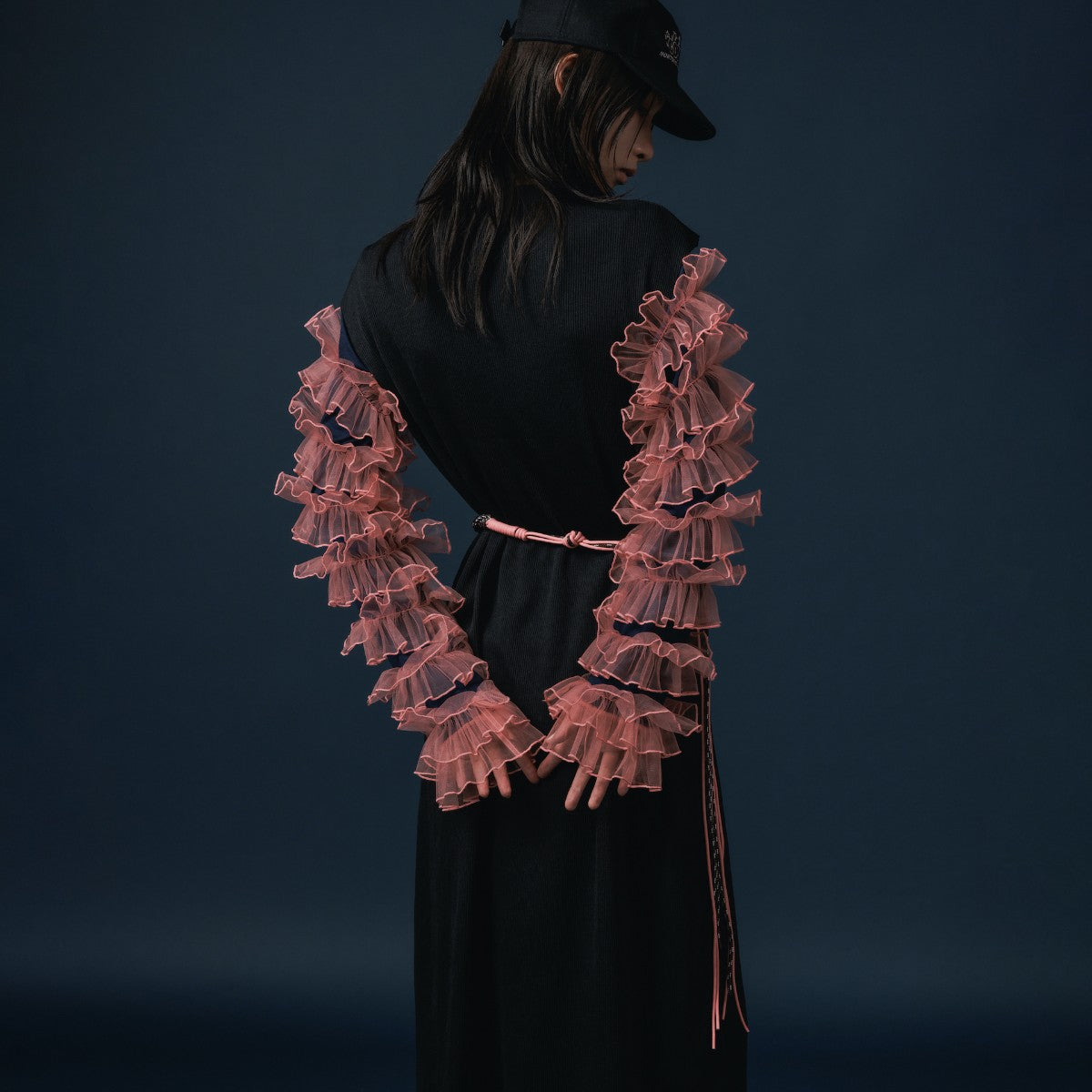 NON TOKYO FRILL SLEEVE C/S ノントーキョー フリル袖カットソー NON-25A-0811【レディース カットソー フリル チュール レイヤード ストレッチ 速乾 25FW】