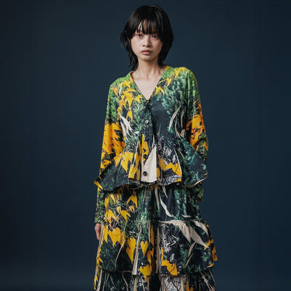 NON TOKYO DIRECT PRINT RIB GATHER CARDIGAN  ノントーキョー リブギャザーカーディガン NON-25A-0815【レディース WOMENブランド 楽天NG 25FW】