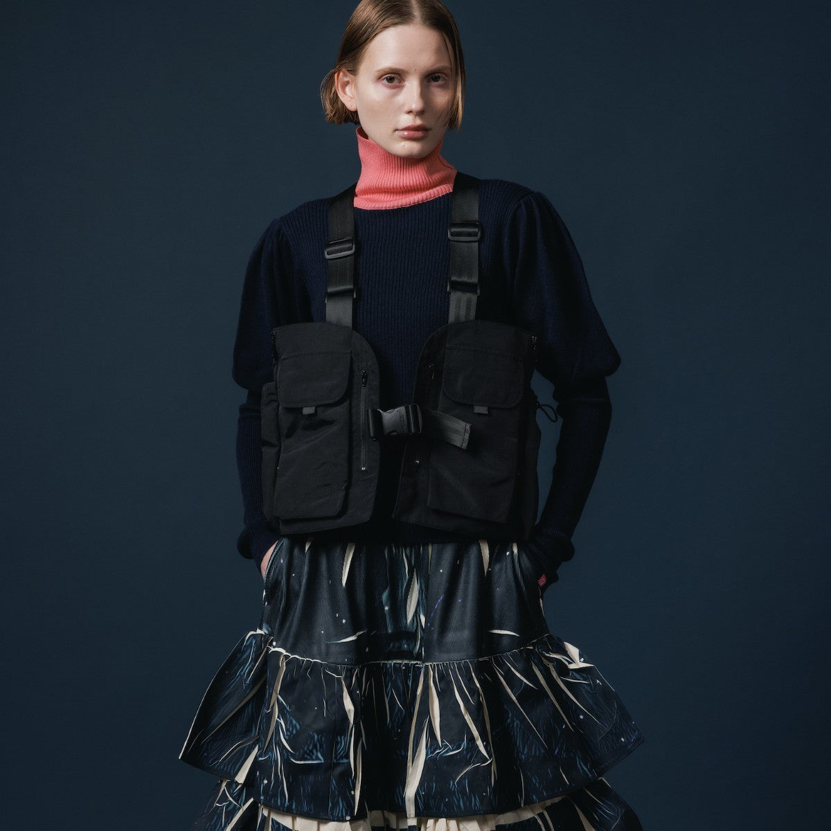 NON TOKYO DIRECT PRINT RIB GATHER LONG SKIRT ノントーキョー ダイレクトプリント リブギャザースカート NON-25A-0817【レディース ギャザースカート ティアードスカート フレア 一点物 25FW】