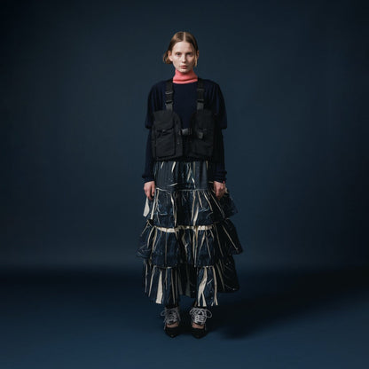 NON TOKYO DIRECT PRINT RIB GATHER LONG SKIRT ノントーキョー ダイレクトプリント リブギャザースカート NON-25A-0817【レディース ギャザースカート ティアードスカート フレア 一点物 25FW】