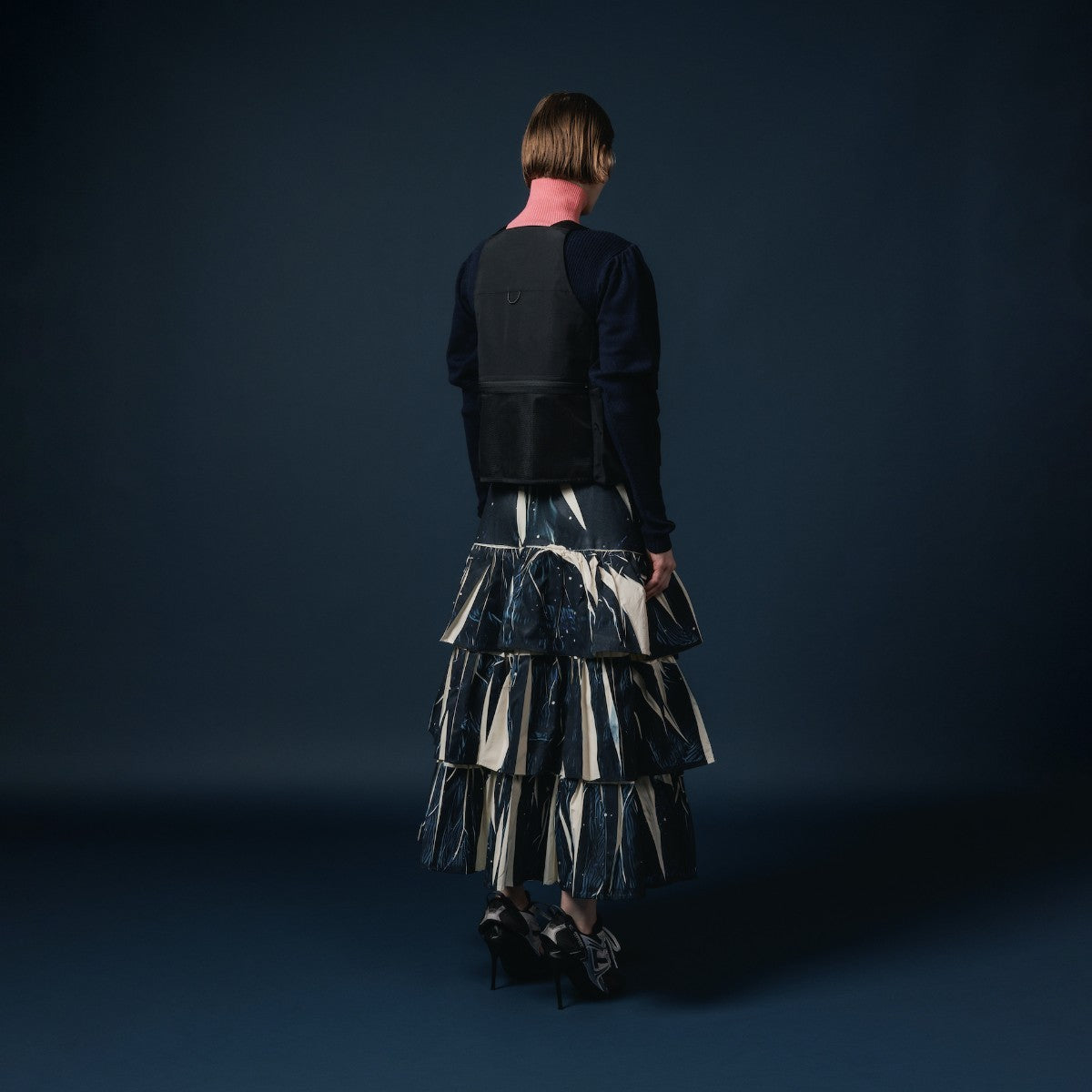 NON TOKYO DIRECT PRINT RIB GATHER LONG SKIRT ノントーキョー ダイレクトプリント リブギャザースカート NON-25A-0817【レディース ギャザースカート ティアードスカート フレア 一点物 25FW】