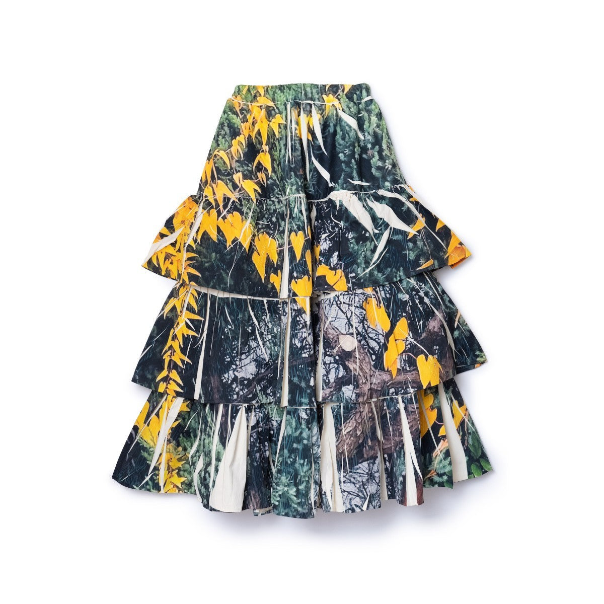 NON TOKYO DIRECT PRINT RIB GATHER LONG SKIRT ノントーキョー ダイレクトプリント リブギャザースカート NON-25A-0817【レディース ギャザースカート ティアードスカート フレア 一点物 25FW】