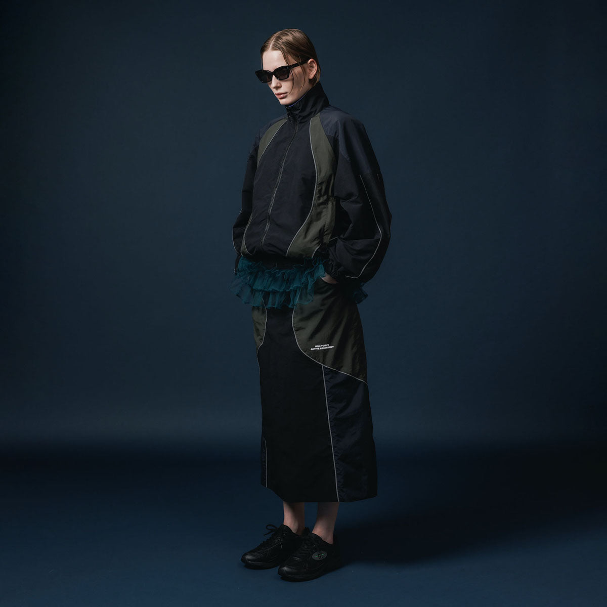 NON TOKYO SWITCHING NYLON SKIRT ノントーキョー スイッチングナイロンスカート NON-25A-0909【レディース ナイロンスカート リフレクター反射 メッシュ裏地 25FW】
