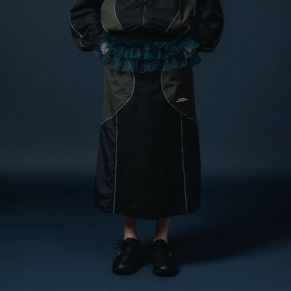 NON TOKYO SWITCHING NYLON SKIRT ノントーキョー スイッチングナイロンスカート NON-25A-0909【レディース ナイロンスカート リフレクター反射 メッシュ裏地 25FW】