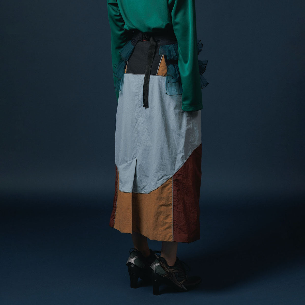 NON TOKYO SWITCHING NYLON SKIRT ノントーキョー スイッチングナイロンスカート NON-25A-0909【レディース ナイロンスカート リフレクター反射 メッシュ裏地 25FW】