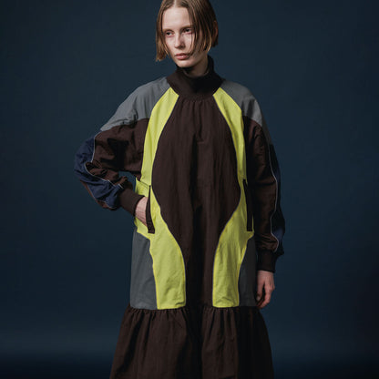 NON TOKYO SWITCHING NYLON ONE-PIECE ノントーキョー スイッチングナイロンワンピース NON-25A-0910【レディース ナイロンワンピース メッシュ裏地 リフレクター反射 25FW】