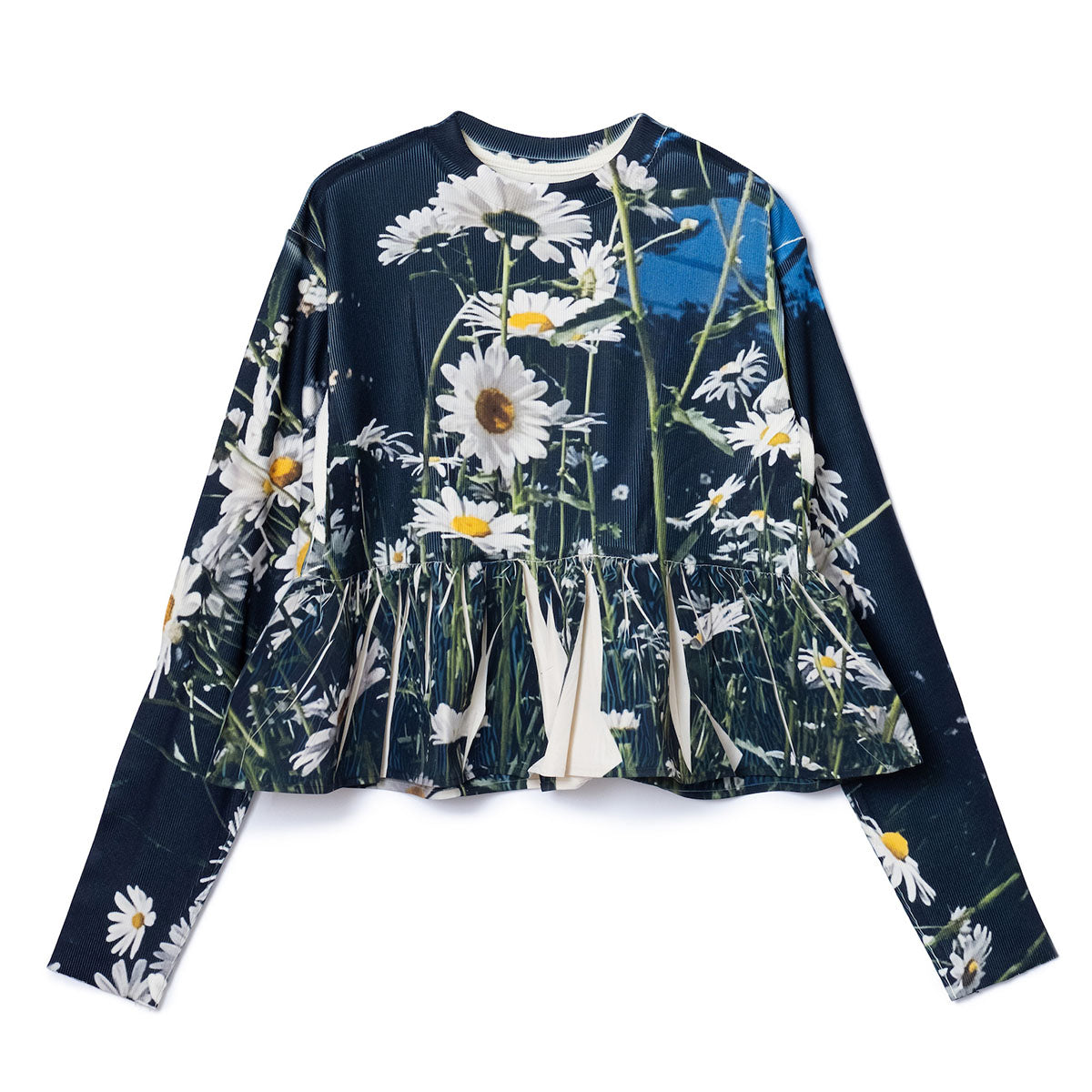 NON TOKYO DIRECT PRINT RIB GATHER C/S ノントーキョー ダイレクトプリントリブギャザーカットソー NON-25A-0919【レディース ストレッチ性 ポリエステル素材 イージーケア 転写フォトプリント 25FW】