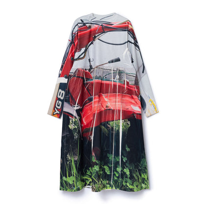 NON TOKYO DIRECT PRINT RIB GATHER O/P ノントーキョー ダイレクトプリントリブギャザーワンピース NON-25A-0920【レディース ストレッチ性 ポリエステル素材 イージーケア 転写フォトプリント 25FW】