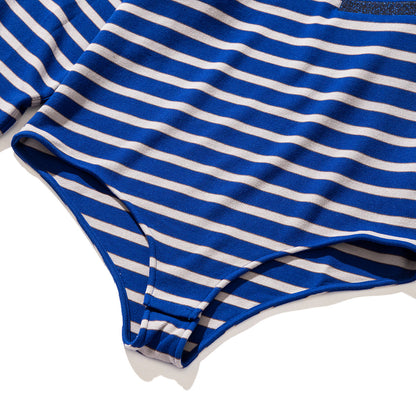 NON TOKYO BORDER POLO SHIRT  ノントーキョー ボーダーポロシャツ NON-25A-0928【レディース ボディスーツモチーフ プルオーバー 股止め付き ボーダー 25FW】