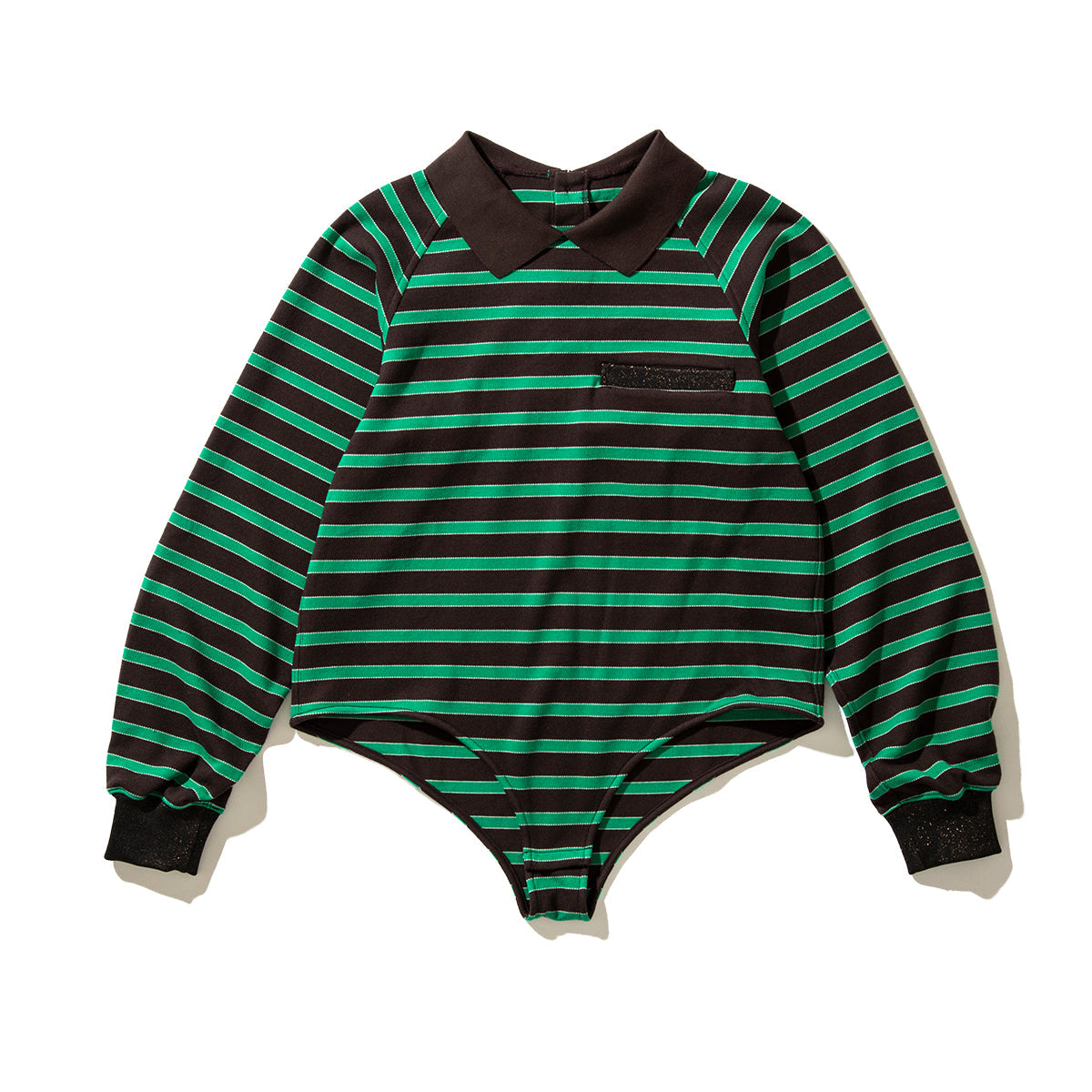 NON TOKYO BORDER POLO SHIRT  ノントーキョー ボーダーポロシャツ NON-25A-0928【レディース ボディスーツモチーフ プルオーバー 股止め付き ボーダー 25FW】