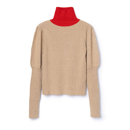 NON TOKYO PUFFSLEEVE KNIT ノントーキョー パフスリーブニット NON-25A-1013【レディース ハイネック バイカラー パフスリーブ 25FW】