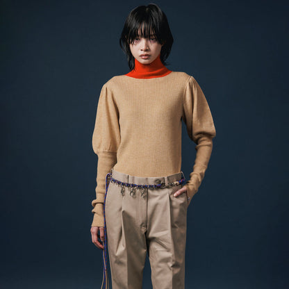 NON TOKYO PUFFSLEEVE KNIT ノントーキョー パフスリーブニット NON-25A-1013【レディース ハイネック バイカラー パフスリーブ 25FW】