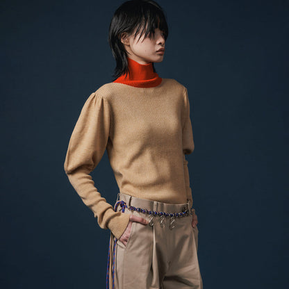 NON TOKYO PUFFSLEEVE KNIT ノントーキョー パフスリーブニット NON-25A-1013【レディース ハイネック バイカラー パフスリーブ 25FW】