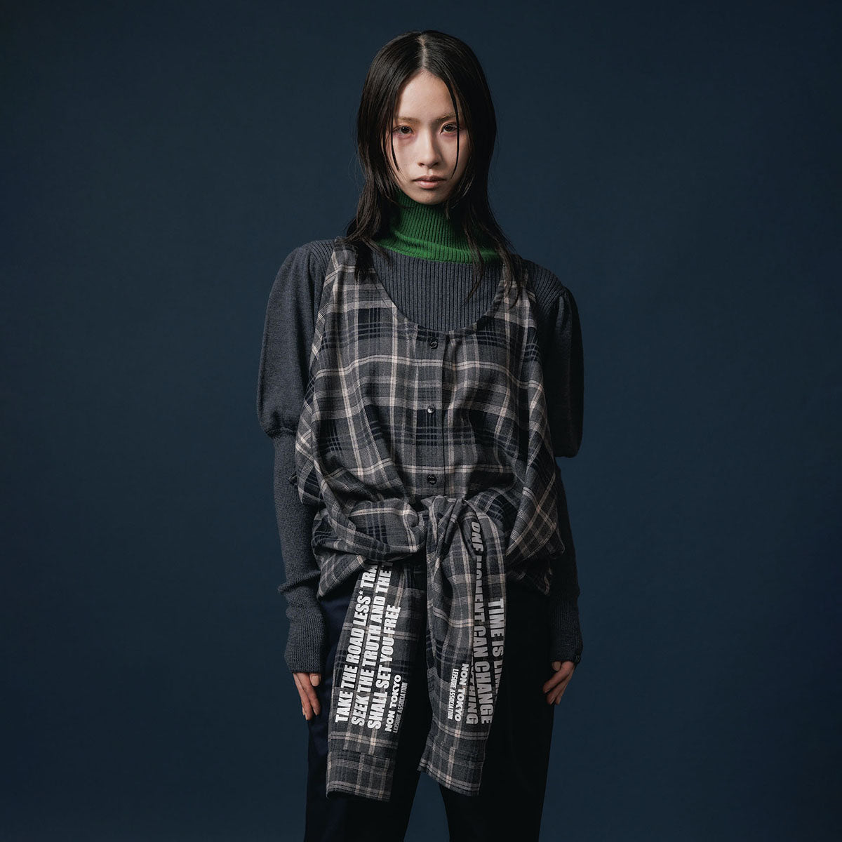 NON TOKYO PUFFSLEEVE KNIT ノントーキョー パフスリーブニット NON-25A-1013【レディース ハイネック バイカラー パフスリーブ 25FW】