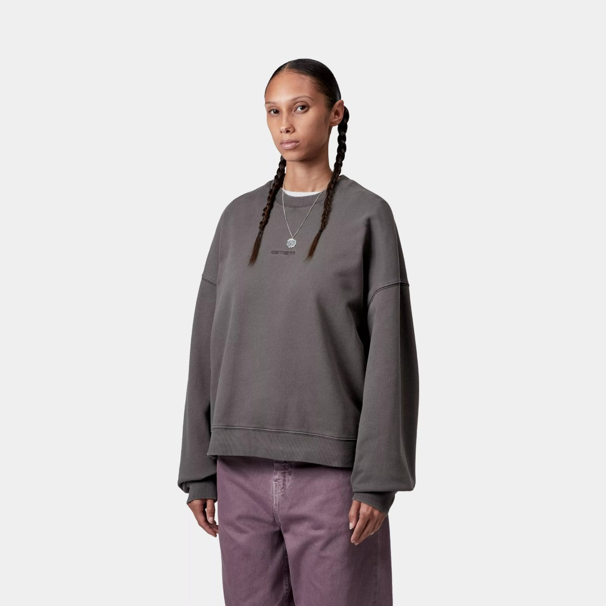 Carhartt WIP W' BENTON SWEATSHIRT カーハートワークインプログレス ウィメンズ ベントン スウェットシャツ I034511【レディース スウェット ルーズフィット ガーメントダイ コットン トレーナー 25FW】