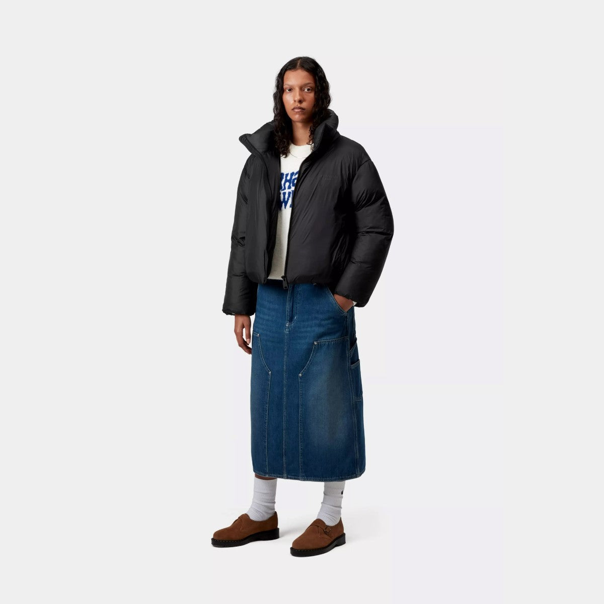 Carhartt WIP W' DEMI JACKET カーハートワークインプログレス ウィメンズ デミ ジャケット I035377【レディース ナイロンジャケット 軽量 防寒 ドローコード ロゴ 25FW】
