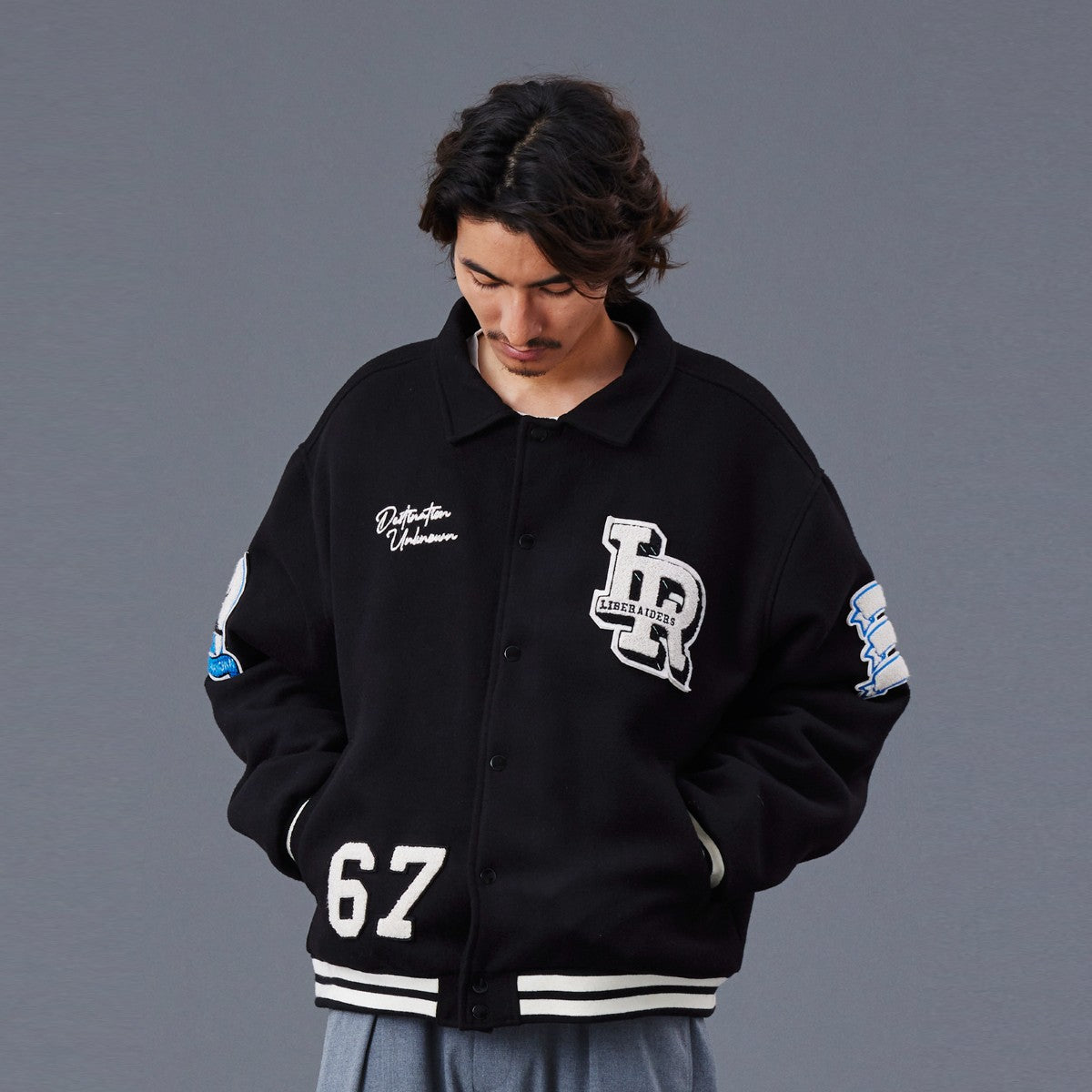 Liberaiders LR VARSITY JACKET リベレイダース LR バーシティ ジャケット 77014【メンズ ジャケット ワッペン 刺繍 防寒性 中綿キルティング 25FW】