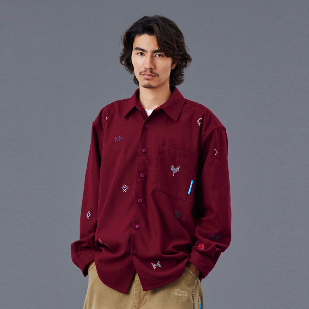 Liberaiders TIFINAGH EMBROIDERY FLANNEL SHIRT リベレイダース ティフィナグ エンブロイダリー フランネル シャツ 77101【メンズ フランネルシャツ 刺繍シャツ ティフィナグ 民族調 ユーズド加工 25FW】