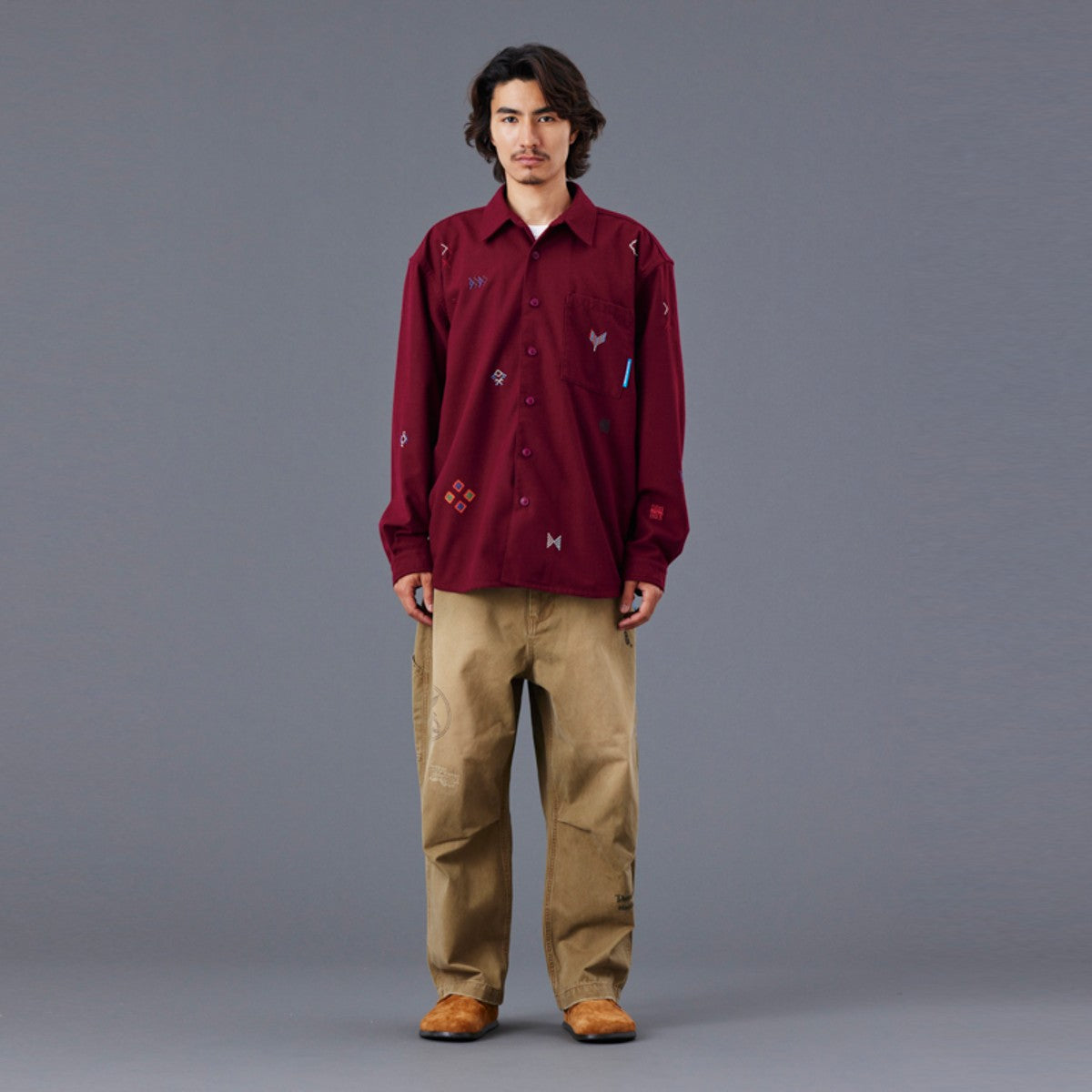 Liberaiders TIFINAGH EMBROIDERY FLANNEL SHIRT リベレイダース ティフィナグ エンブロイダリー フランネル シャツ 77101【メンズ フランネルシャツ 刺繍シャツ ティフィナグ 民族調 ユーズド加工 25FW】