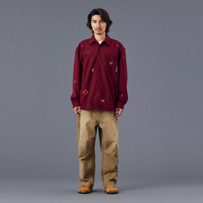 Liberaiders TIFINAGH EMBROIDERY FLANNEL SHIRT リベレイダース ティフィナグ エンブロイダリー フランネル シャツ 77101【メンズ フランネルシャツ 刺繍シャツ ティフィナグ 民族調 ユーズド加工 25FW】